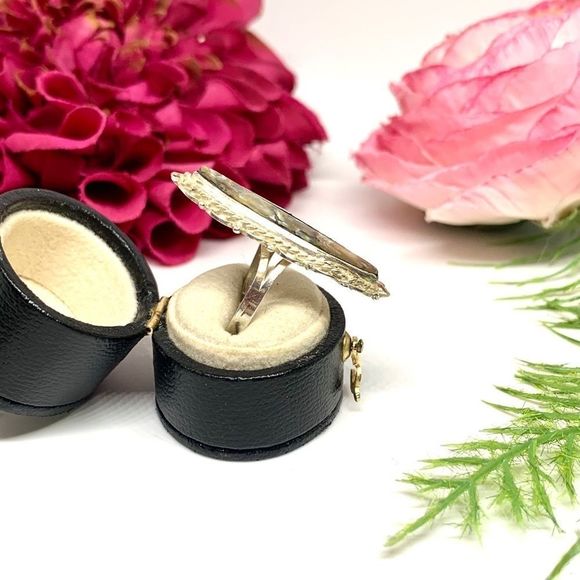 VINTAGE⚜️STERLING SILVER Filigree Abalone Ring - Picture 6 of 10